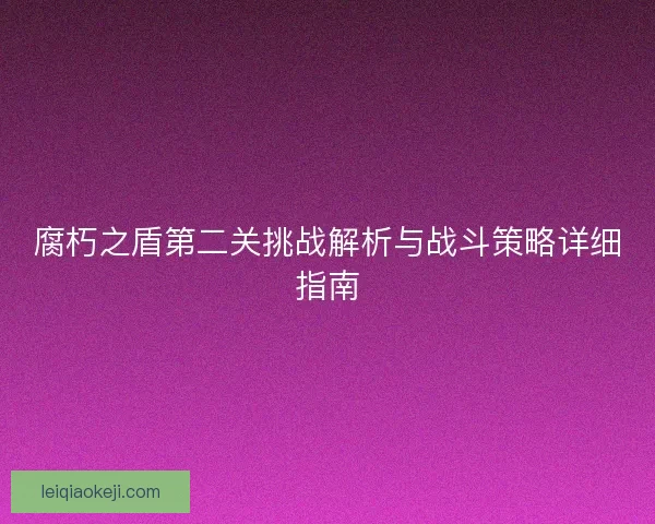 腐朽之盾第二关挑战解析与战斗策略详细指南